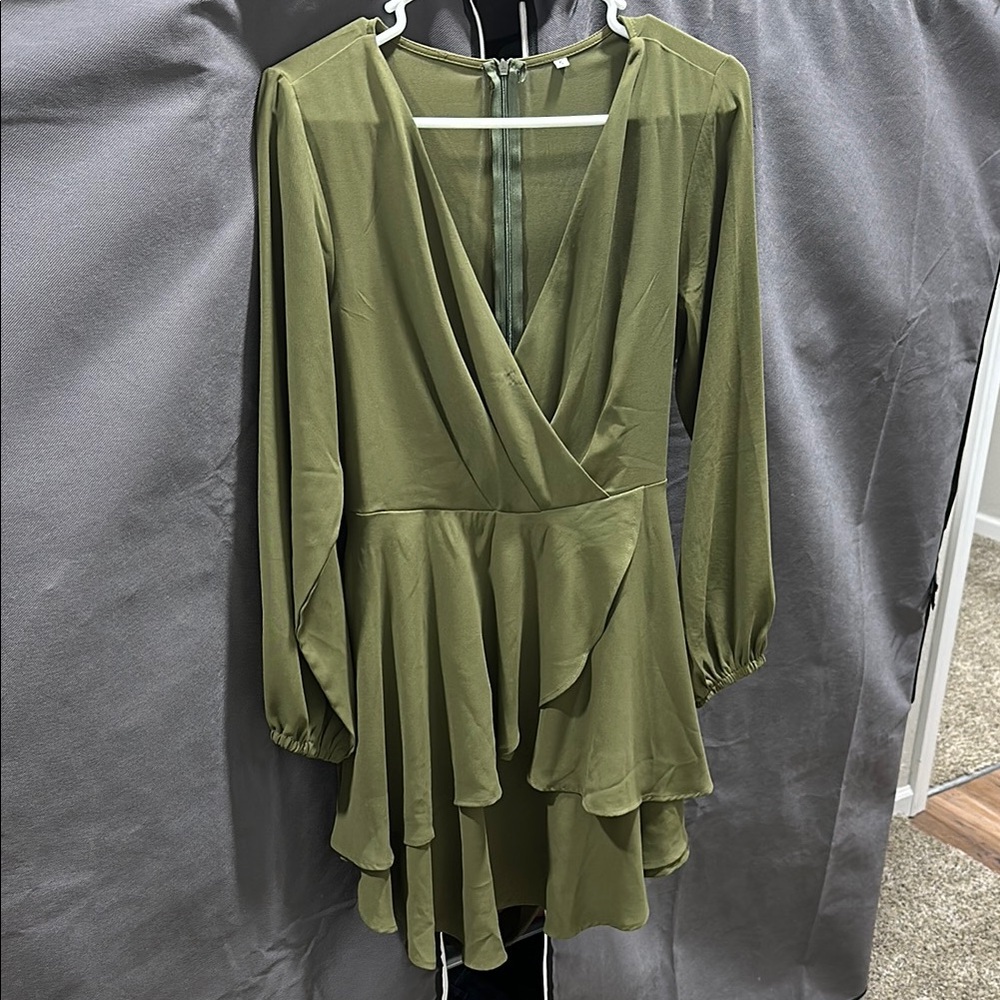 Elegant Olive Green Women's Dress